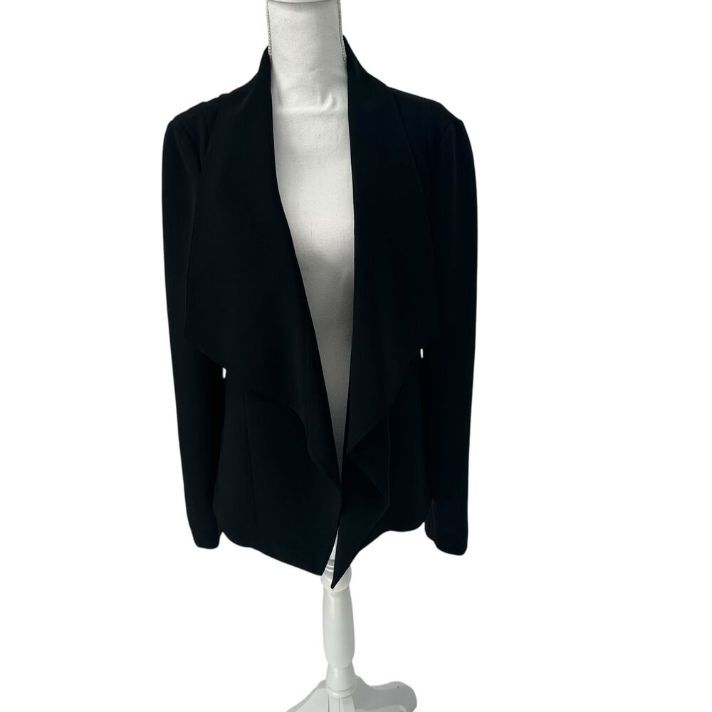 DKNY Black Crepe Draped Open Front Blazer Large